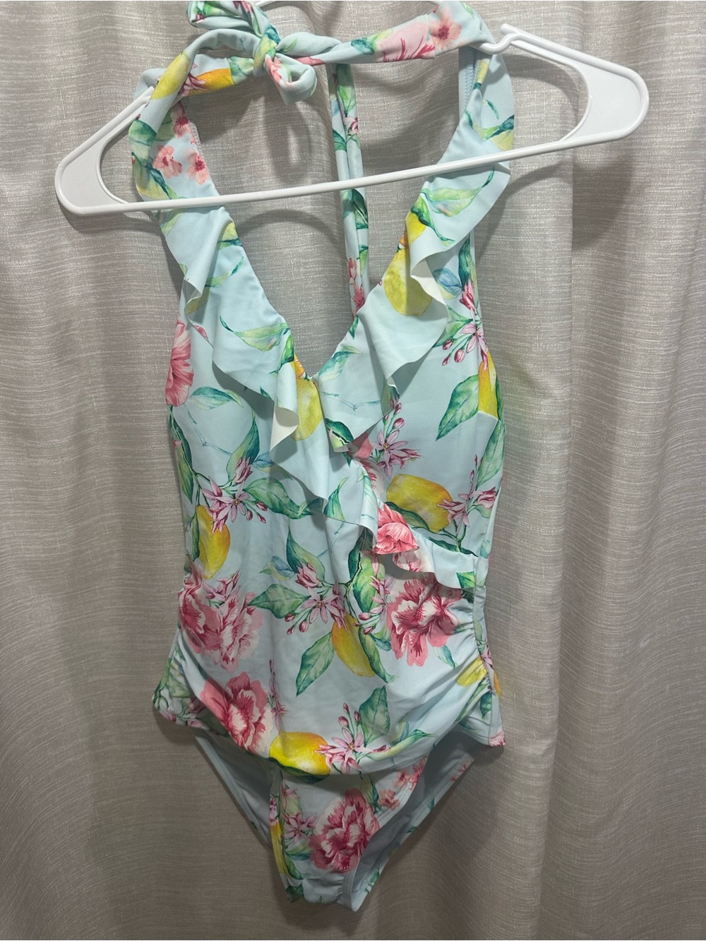 Floral Lemon One-Piece Swimsuit - Light Blue